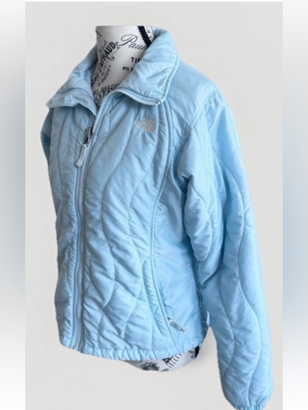 Vintage The North Face Light Blue Zip Up Puffer Jacket Women’s Size S